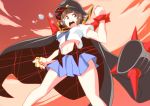  1girl alternate_costume bracelet brass_knuckles breasts brown_eyes brown_hair cape crying crying_with_eyes_open hat jewelry kill_la_kill mankanshoku_mako midriff navel school_uniform serafuku short_hair skirt solo spiked_bracelet spikes tears tell weapon 