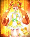  cure_rosetta dokidoki!_precure hair_buns heart lance_(dokidoki!_precure) long_hair magical_girl orange_eyes orange_hair ribbon twintails yotsuba_alice 