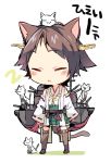  1girl :&lt; animal_ears bare_shoulders cat cat_ears cat_tail detached_sleeves hairband hiei_(kantai_collection) kantai_collection kemonomimi_mode nontraditional_miko personification pleated_skirt seed_teitoku skirt smile tail thighhighs translated zettai_ryouiki 