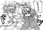  2boys curly_hair funny_valentine giorno_giovanna igaram jojo_no_kimyou_na_bouken monochrome monoheiya multiple_boys one_piece parody pose 