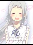  1girl ano_hi_mita_hana_no_namae_wo_bokutachi_wa_mada_shiranai blush closed_eyes dress honma_meiko long_hair open_mouth smile solo tears white_hair yamasuta 