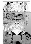  2girls ascot bare_shoulders blindfold comic food hat hinanawi_tenshi kazami_yuuka monochrome multiple_girls touhou translation_request vest warugaki_(sk-ii) 