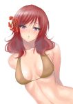  1girl bikini flower hair_flower hair_ornament hibiscus love_live!_school_idol_project nishikino_maki redhead short_hair sirumeria solo swimsuit violet_eyes 