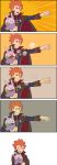  1boy 5koma brown_eyes bubble cape comic emphasis_lines gojya goomy highres pokemon pokemon_(creature) pokemon_(game) pokemon_hgss pokemon_xy pose redhead silent_comic smile spiky_hair tears wataru_(pokemon) 