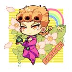  1boy blonde_hair braid chibi flower giorno_giovanna jojo_no_kimyou_na_bouken kotorai ladybug rainbow solo yellow_eyes 