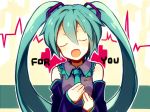  1girl aqua_hair closed_eyes detached_sleeves hatsune_miku k.ei long_hair necktie open_mouth smile solo twintails vocaloid 