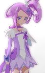  1girl arm_warmers asymmetrical_clothes boots choker crying cure_sword curly_hair detached_sleeves dokidoki!_precure dress fingerless_gloves gloves hair_ornament hairclip half_updo heart kenzaki_makoto magical_girl namizou ponytail precure purple purple_dress purple_hair purple_legwear sad short_hair side_ponytail simple_background skirt solo tears thigh-highs thigh_boots violet_eyes white_background 