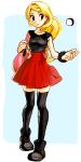  1girl blonde_hair hk_(nt) pokemon pokemon_(game) pokemon_xy ponytail serena_(pokemon) skirt sleeveless solo thighhighs 