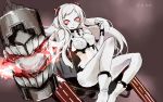  1girl airfield_hime atoshi bodysuit kantai_collection long_hair red_eyes shinkaisei-kan solo white_hair 