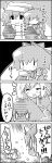  0_0 4koma aki_shizuha cirno comic food hat highres leaf letty_whiterock monochrome mont_blanc_(food) open_mouth scarf short_hair shouting spoon_in_mouth tani_takeshi tears touhou translated wings yukkuri_shiteitte_ne |_| 