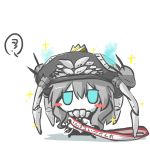  1girl blush_stickers bodysuit chibi commentary gloves glowing glowing_eyes gomasamune kantai_collection long_hair pale_skin personification shinkaisei-kan silver_hair solo translated wo-class_aircraft_carrier 
