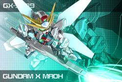  beam_cannon character_name chibi energy_beam energy_gun firing glowing gundam gundam_build_fighters gundam_x_maoh mecha memento_vivi no_humans solo weapon zoom_layer 