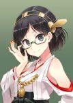  1girl adjusting_glasses glasses kantai_collection kirishima_(kantai_collection) solo 