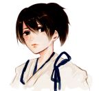  1girl brown_hair bust japanese_clothes kaga_(kantai_collection) kantai_collection short_hair side_ponytail solo 