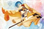  armband blue_hair cape closed_eyes gloves magical_girl mahou_shoujo_madoka_magica miki_sayaka oktavia_von_seckendorff short_hair sn2562 solo soul_gem sword thighhighs weapon zettai_ryouiki 