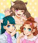  amanogawa_kirara animal_ears cat_ears commentary_request go!_princess_precure haruno_haruka highres kaidou_minami nijikawa precure 