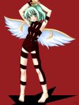  1girl alternate_costume armpits arms_up daiyousei fairy_wings green_eyes green_hair solo touhou wings yuran_(kuen-hien) 