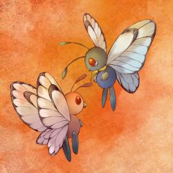  animal_focus butterfly_wings butterfree full_body insect_wings neckerchief no_humans orange_background pink_butterfree pokemon pokemon_(anime) pokemon_(classic_anime) pokemon_(creature) red_eyes shie-k tears wings yellow_neckerchief 
