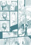  4girls background bai_lao_shu blush charlotte_e_yeager chinese closed_eyes comic erica_hartmann francesca_lucchini gertrud_barkhorn highres long_hair looking_down monochrome multiple_girls open_mouth short_hair smile strike_witches translation_request 