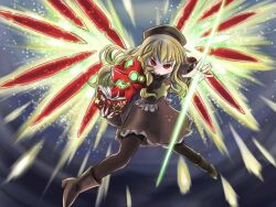  1girl armor book bridal_gauntlets brown_dress brown_pantyhose brown_shoes dress frilled_dress frills gatchon-go glowing holding holding_book looking_at_viewer open_book open_hand open_mouth pantyhose pauldrons red_eyes sekaiju_no_meikyuu sekaiju_no_meikyuu_3 shoes shoulder_armor single_pauldron solo teeth upper_teeth_only v-shaped_eyebrows zodiac_(sekaiju) zodiac_4_(sekaiju) 