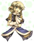  1girl arm_support blonde_hair crossed_arms fang green_eyes mizuhashi_parsee pointy_ears scarf solo touhou yuran_(kuen-hien) 