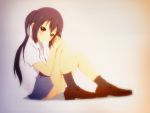  1girl black_hair brown_eyes k-on! long_hair nakano_azusa sakakibara_keisuke school_uniform sitting twintails 