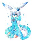  animal_ears blue_eyes bunny_tail meiya_neon original pixiv_fantasia pixiv_fantasia_sword_regalia rabbit_ears simple_background snow_bunny solo tail white_background white_hair 