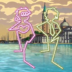  distantdreaamer giorno_giovanna giorno_giovanna's_pose highres jojo_no_kimyou_na_bouken jojo_pose necktie no_humans pannacotta_fugo parody screenshot_background silhouette stand_(jojo) stardust_crusaders the_jojolands unnamed_rod_stand_(jojolands) vento_aureo 