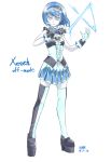  1girl alternate_costume blue_eyes blue_hair genderswap gloves highres league_of_legends nam_(valckiry) personification short_hair skirt xerath 