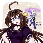  ahoge aoki_hagane_no_arpeggio bare_shoulders blonde_hair brown_hair character_name choker cosplay costume_switch detached_sleeves dress hair_ornament hairband highres japanese_clothes kantai_collection kongou_(aoki_hagane_no_arpeggio) kongou_(kantai_collection) long_hair namesake nontraditional_miko open_mouth personification red_eyes skirt thigh-highs tubaki_127 