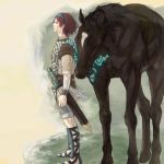  1boy agro bandages hairband horse redhead shadow_of_the_colossus sheath sheathed short_hair sword tabard wander weapon 