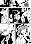  2girls alcohol comic cup curtains hat kazami_yuuka monochrome multiple_girls ne_kuro remilia_scarlet ribbon shadow short_hair sword table touhou weapon window wine wine_glass 