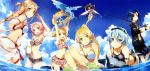  1boy 6+girls :d abec absurdres all_fours animal_ears arm_strap armpits arms_up asuna_(sao) bangs barefoot bikini bikini_skirt black_bikini black_hair blonde_hair blue_eyes blue_hair blue_skin braid breasts brown_eyes brown_hair cat_ears cat_tail choker cleavage cutoffs diving_mask dragon fairy fish fishing_rod floral_print folded_ponytail french_braid frilled_bikini frills goggles goggles_on_head green_eyes hair_between_eyes hair_ornament hairclip hat high_ponytail highres huge_filesize inflatable_dolphin innertube kirito leafa lisbeth long_hair looking_at_viewer looking_back minigirl multiple_girls navel ocean open_fly open_mouth parted_bangs pina_(sao) pink_eyes pink_hair pointy_ears print_bikini red_eyes sarong shinon_(sao) short_hair short_shorts shorts sky smile striped striped_bikini striped_swimsuit swim_trunks swimsuit sword_art_online tail tankini twin_braids unzipped very_long_hair wading water watermark white_bikini white_swimsuit yui_(sao) yuuki_asuna 