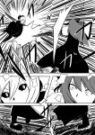  2girls comic izayoi_sakuya knife koakuma long_hair monochrome multiple_girls ne_kuro short_hair throwing touhou 