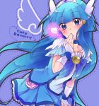 1girl aoki_reika blown_kiss blue_eyes blue_hair blush choker cure_beauty kuzumochi long_hair magical_girl smile_precure! solo wings 