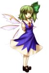  1girl arms_behind_back bow cirno cirno_(cosplay) daiyousei fairy_wings green_eyes green_hair hair_bow solo touhou wings yuran_(kuen-hien) 