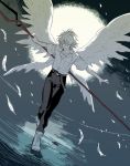  1boy angel_wings closed_eyes feathers lance_of_longinus male moon nagisa_kaworu neon_genesis_evangelion ro-a smile solo wings 