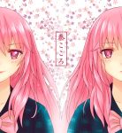  1girl character_name checkered checkered_skirt cherry_blossoms dual_persona hata_no_kokoro highres long_hair pink_eyes skirt solo touhou x&amp;x&amp;x 