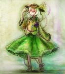 1girl green_hair hat komeiji_koishi long_skirt rough short_hair skirt so-ma solo third_eye touhou