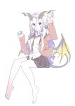  1girl barefoot demon_horns demon_tail demon_wings horns nagisa_kurousagi original red_eyes sitting skirt tail wings 