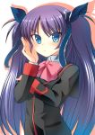  1girl blue_eyes little_busters!! long_hair purple_hair remotaro sasasegawa_sasami school_uniform twintails 