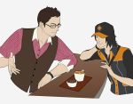 assassin&#039;s_creed assassin&#039;s_creed_iv:_black_flag black_hair blue_eyes brown_hair coffee gb_(doubleleaf) glasses hat rebecca_crane shaun_hastings smile watch watch 