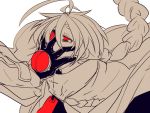  1boy 1girl ahoge blazblue eyepatch face_grab kuro_yuzu nu-13 ragna_the_bloodedge red_eyes 