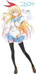  1girl blonde_hair blue_eyes kirisaki_chitoge long_hair nisekoi official_art ribbon school_uniform skirt smile solo thighhighs wink 