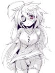  1girl ahoge alternate_costume blazblue bodysuit eyepatch kuro_yuzu long_hair nu-13 red_eyes shirt t-shirt 