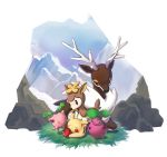  apple cherubi deerling food fruit hoppip mountain no_humans pikachu pokemon pokemon_(creature) pokemon_(game) riring sawsbuck 