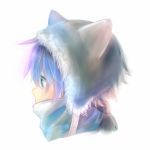  animal_hat cat_hat green_eyes hat mari_(milkuro) nose original pink_hair portrait profile scarf 