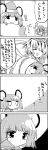  2girls 4koma animal_ears closed_eyes comic flat_gaze highres monochrome mouse_ears multicolored_hair multiple_girls nazrin open_mouth pagoda shawl smile tani_takeshi toramaru_shou touhou translation_request two-tone_hair yukkuri_shiteitte_ne |_| 