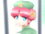  1girl alternate_hairstyle blue_eyes hat hong_meiling looking_back redhead shirosato solo touhou 