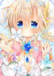  blonde_hair blue_eyes blush crying flower kazeshiro_kazeto looking_at_viewer original solo tears 